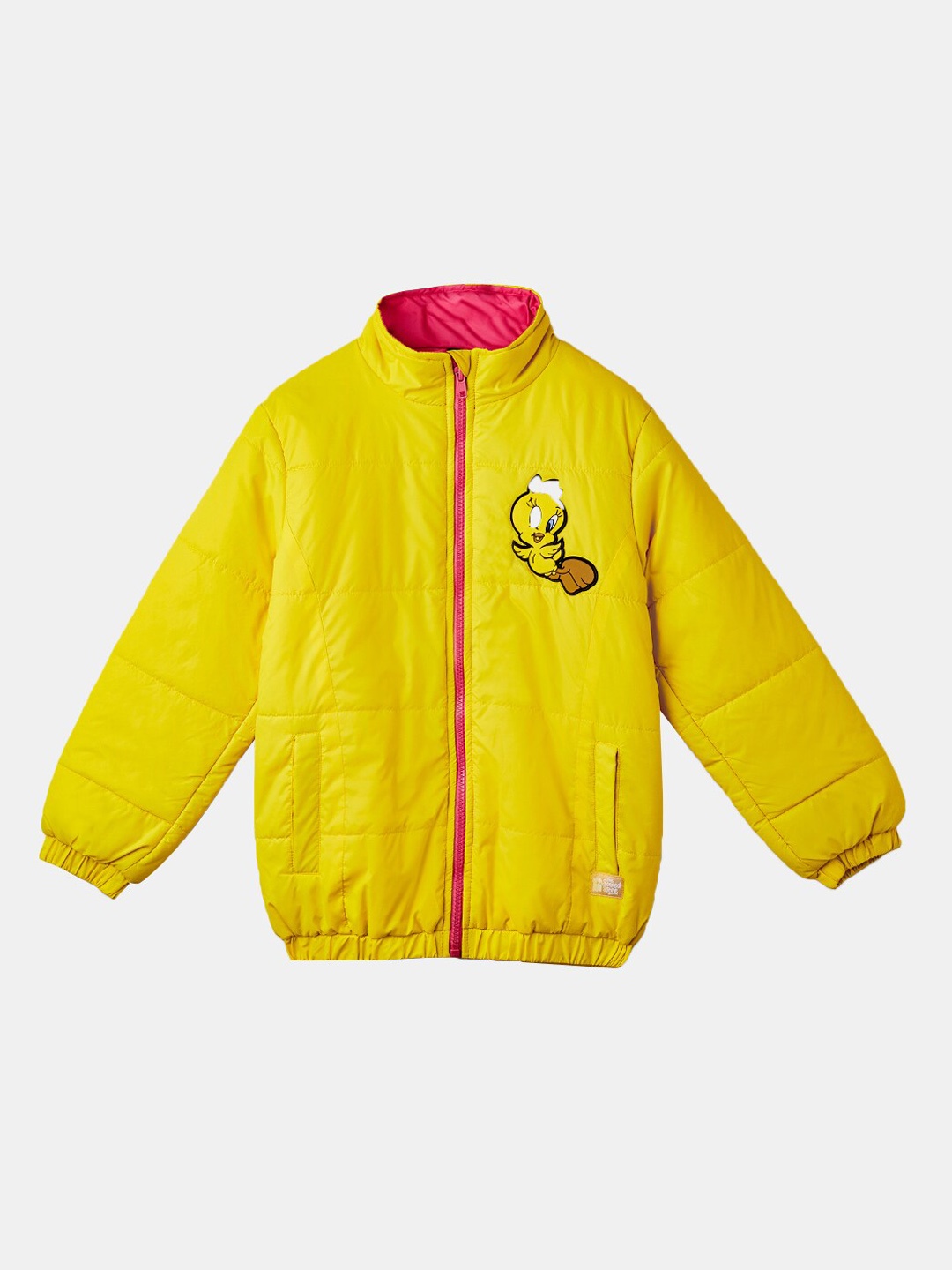 

The Souled Store Girls Padded Jacket with Patchwork, Yellow