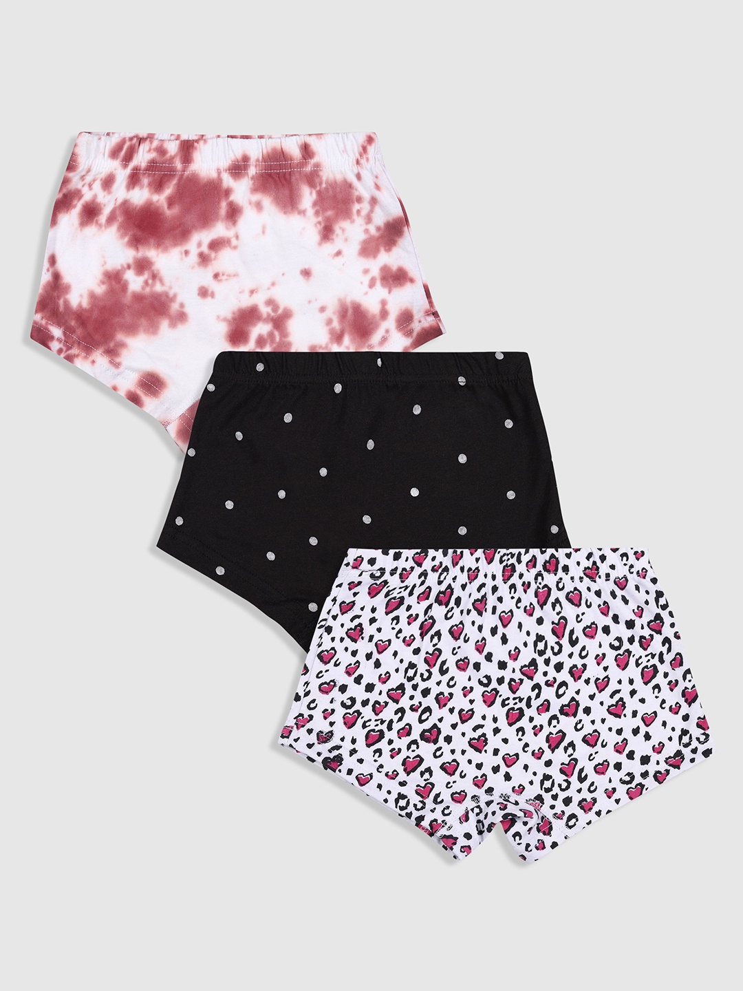 

YK Girls Pack Of 3 Assorted Cotton Basic Briefs-YK-Flrbrf-128B