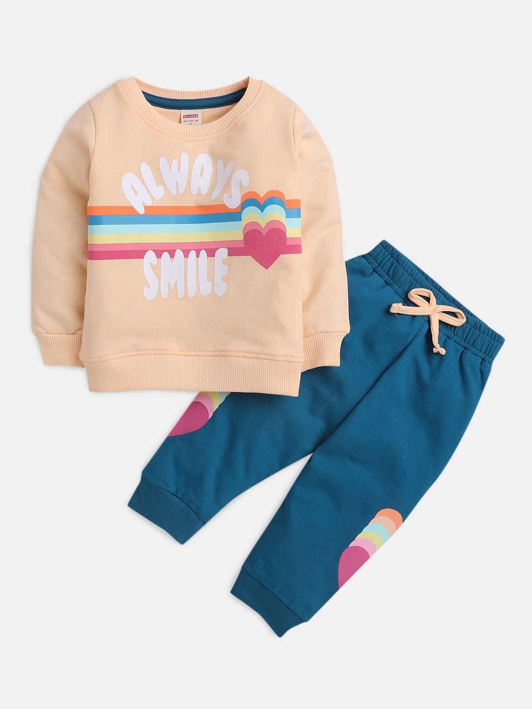 

Hopscotch Girls Printed Pure Cotton Sweatshirt and Jogger, Pink