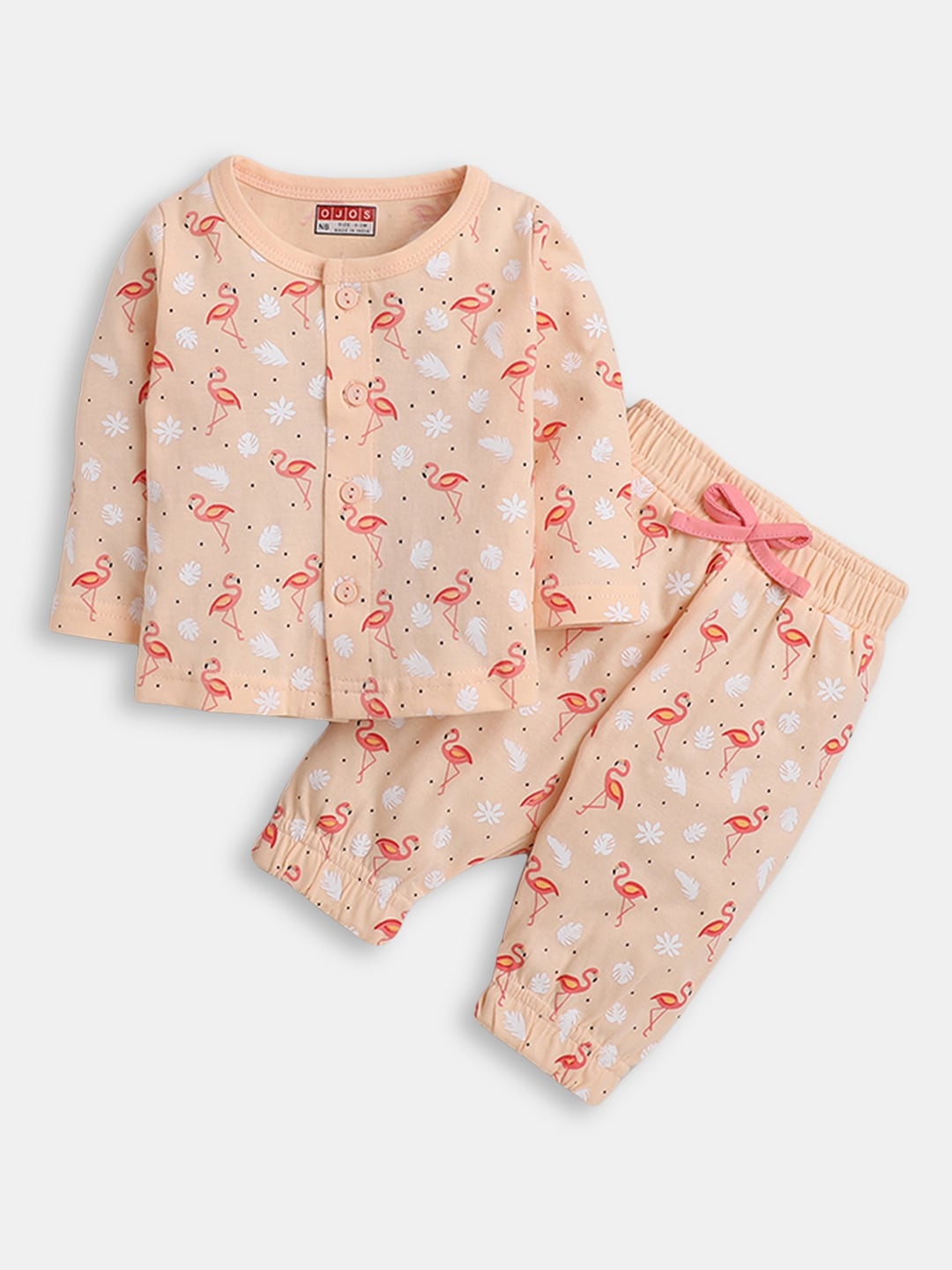 

Hopscotch Girls Printed Pure Cotton T-shirt with Trouser, Pink