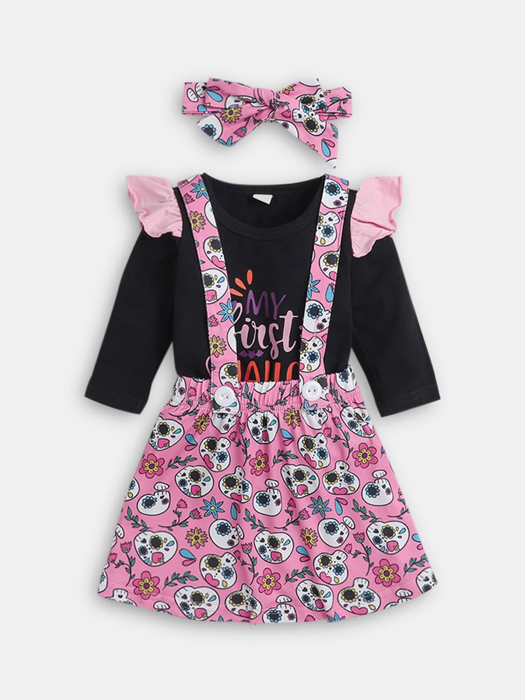 

Hopscotch Girls Printed Top with Skirt, Pink