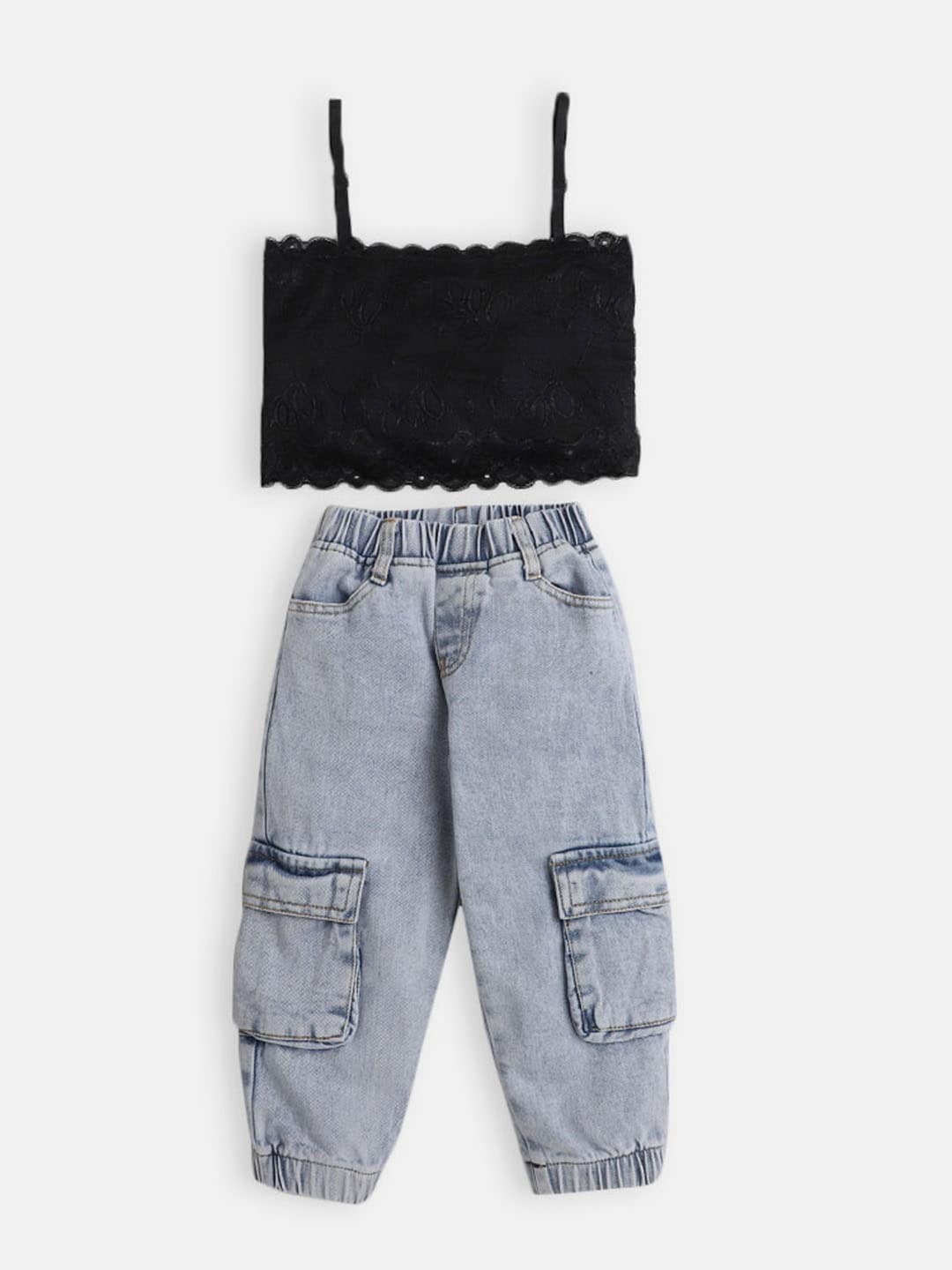 

Hopscotch Girls T-shirt with Trousers, Black