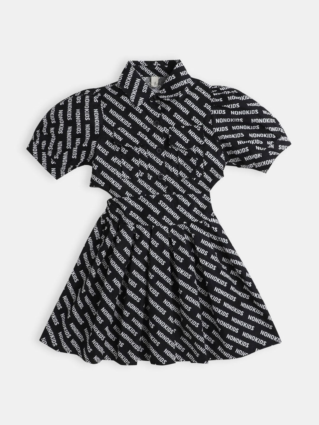 

Hopscotch Girls Typography Shirt Dress, Black