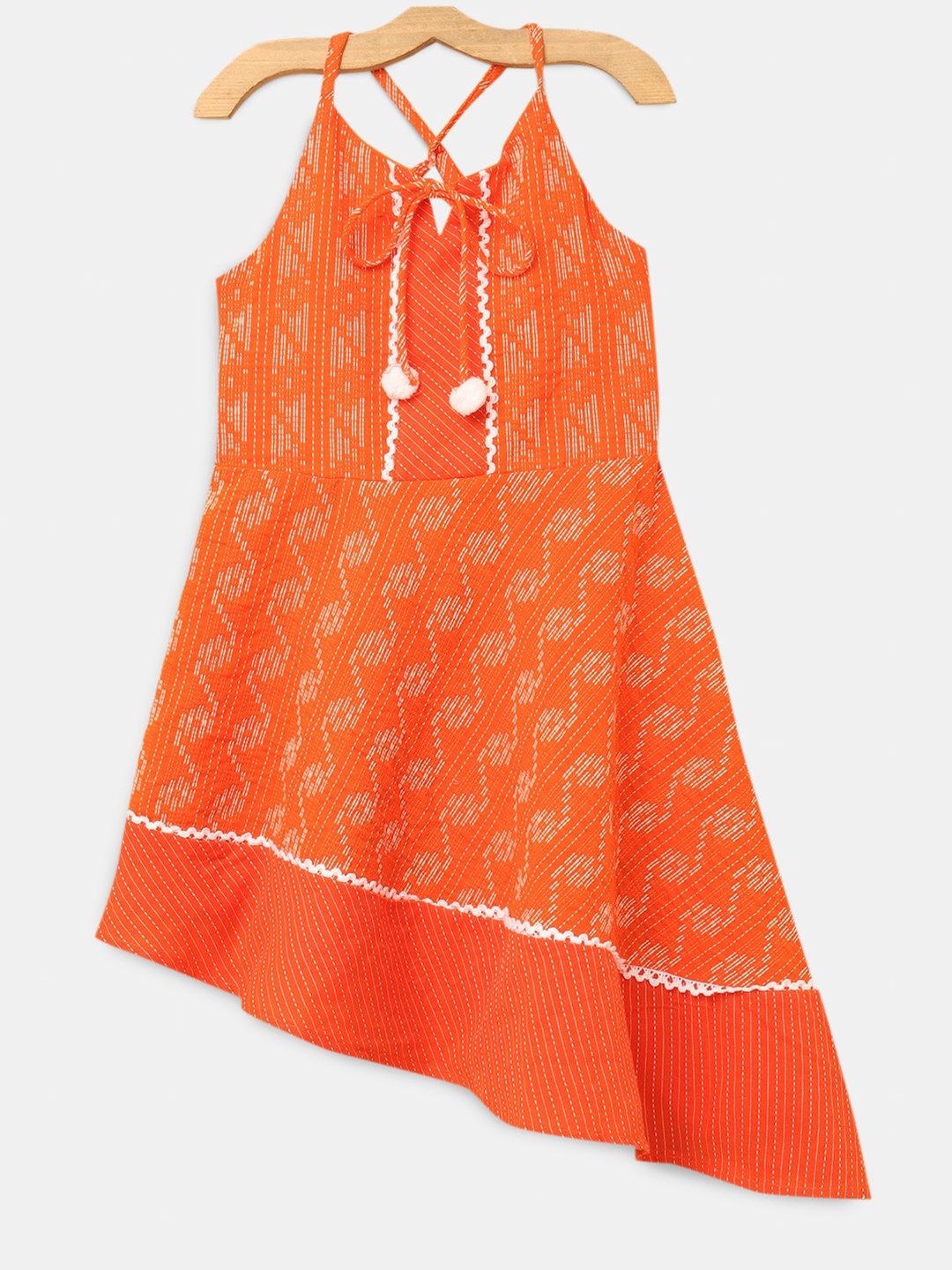 

Hopscotch Girls Cotton A-Line Dress, Orange