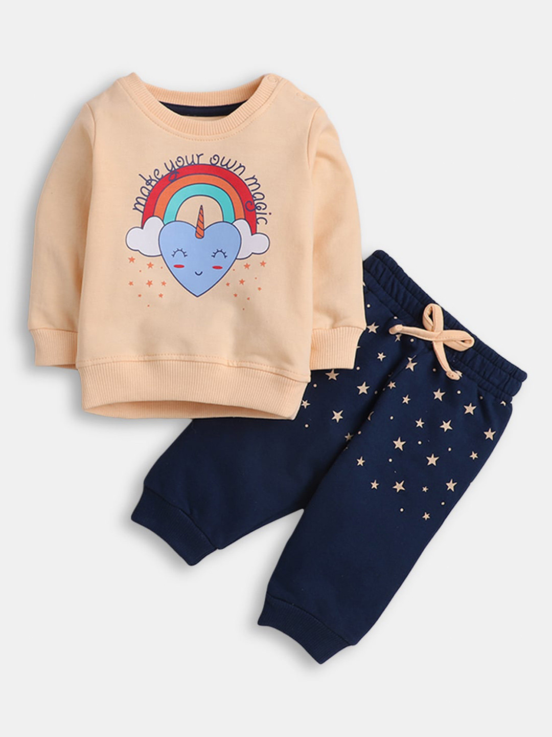 

Hopscotch Girls Pure Cotton Printed T-shirt with Pyjamas, Pink