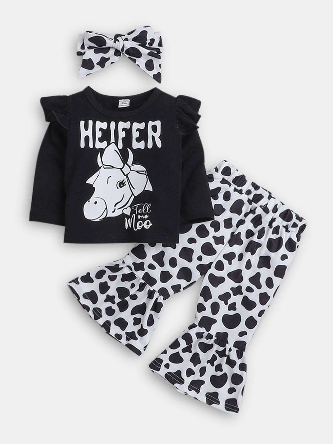 

Hopscotch Girls Printed T-shirt with Trousers, Black