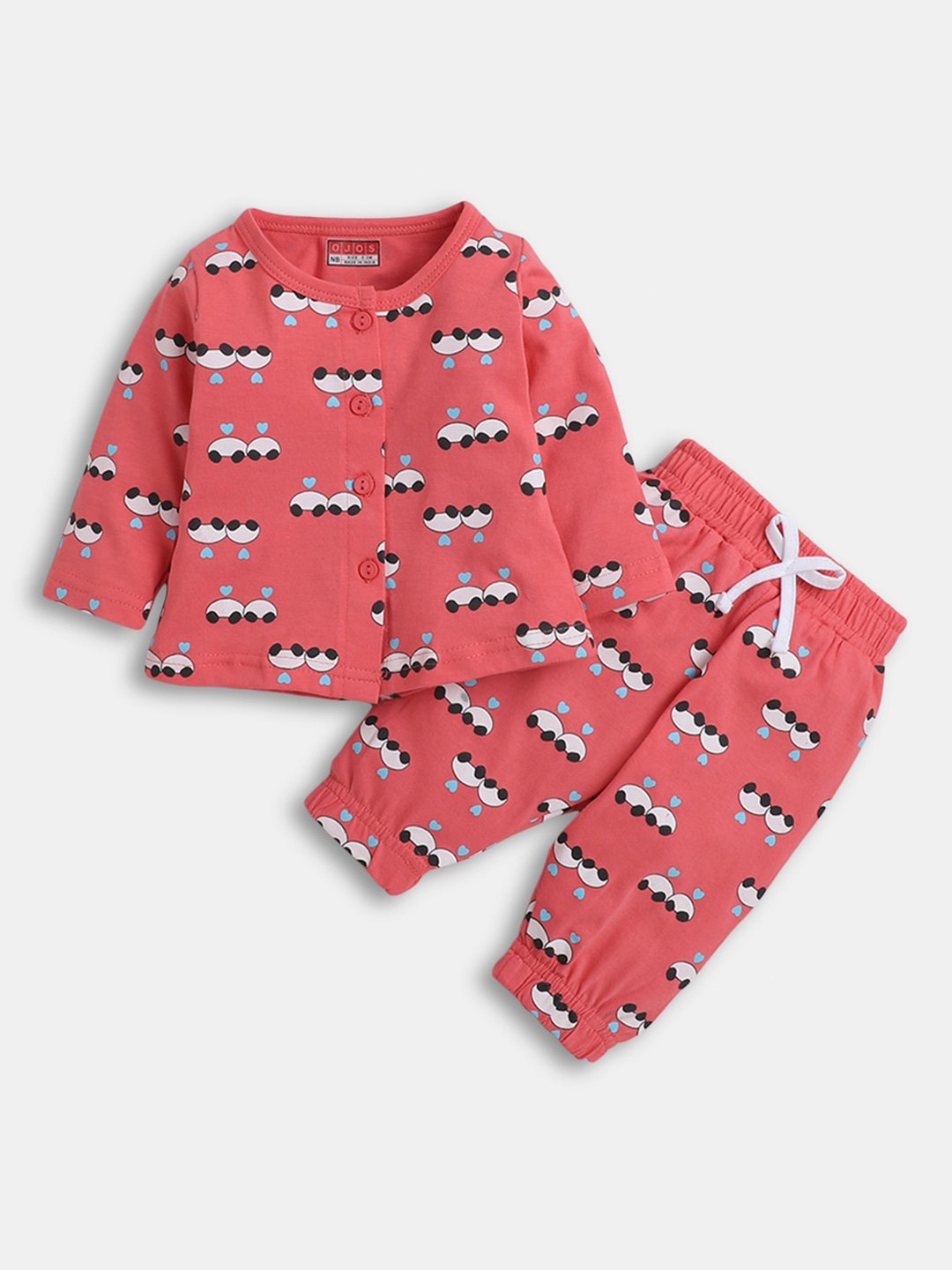 

Hopscotch Girls Pure Cotton Printed T-shirt with Trousers, Pink