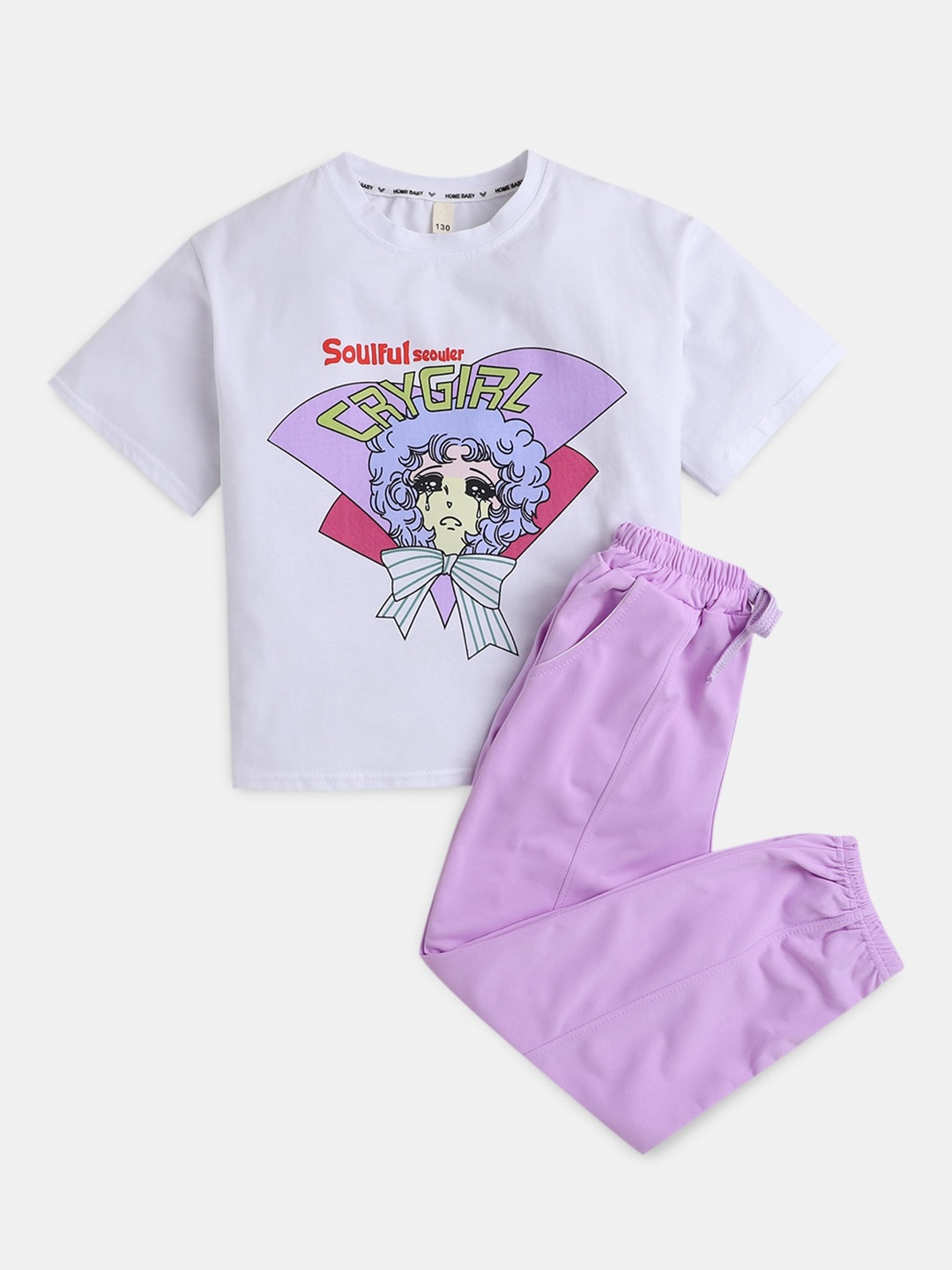

Hopscotch Girls Printed T-shirt with Pyjamas, Purple