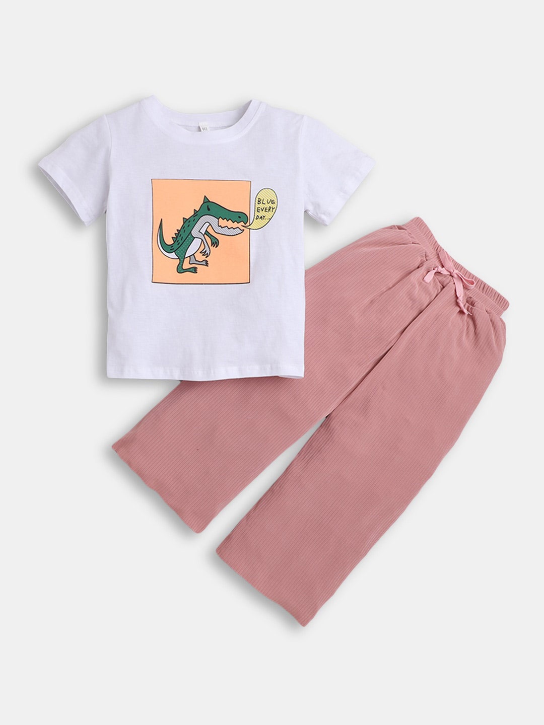 

Hopscotch Girls Printed T-shirt with Trousers, Pink
