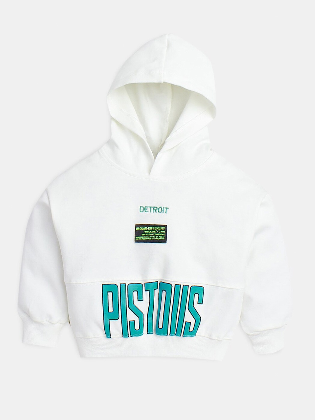 

Hopscotch Boys Printed Hooded Sweatshirt, White