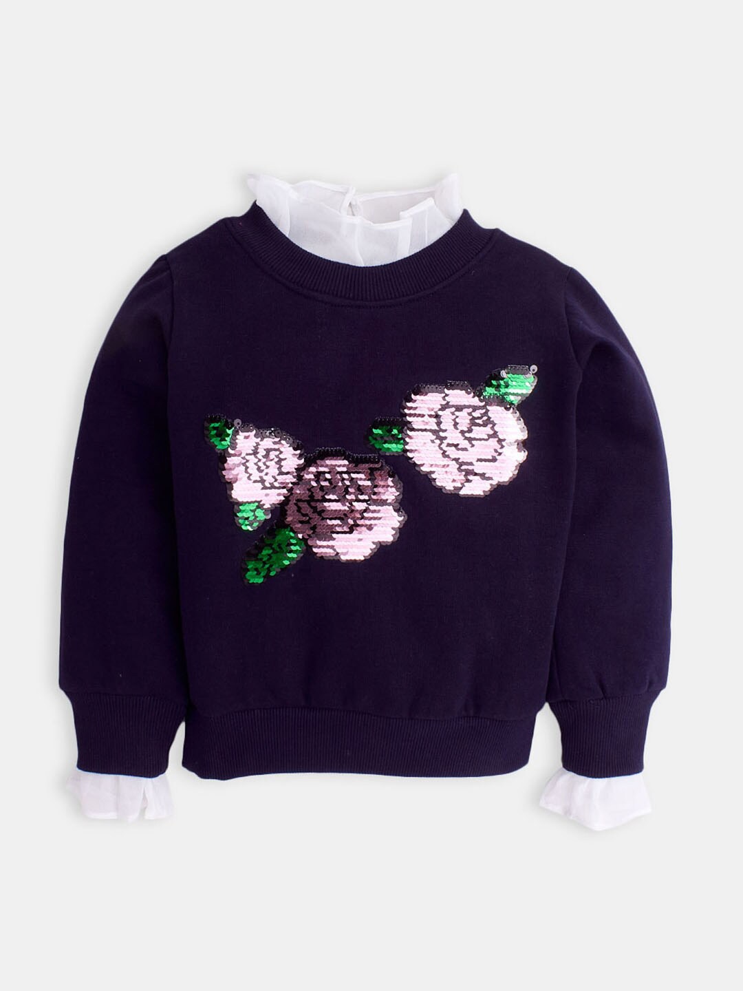 

Hopscotch Girls Floral Embellished Cotton Sweatshirt, Blue