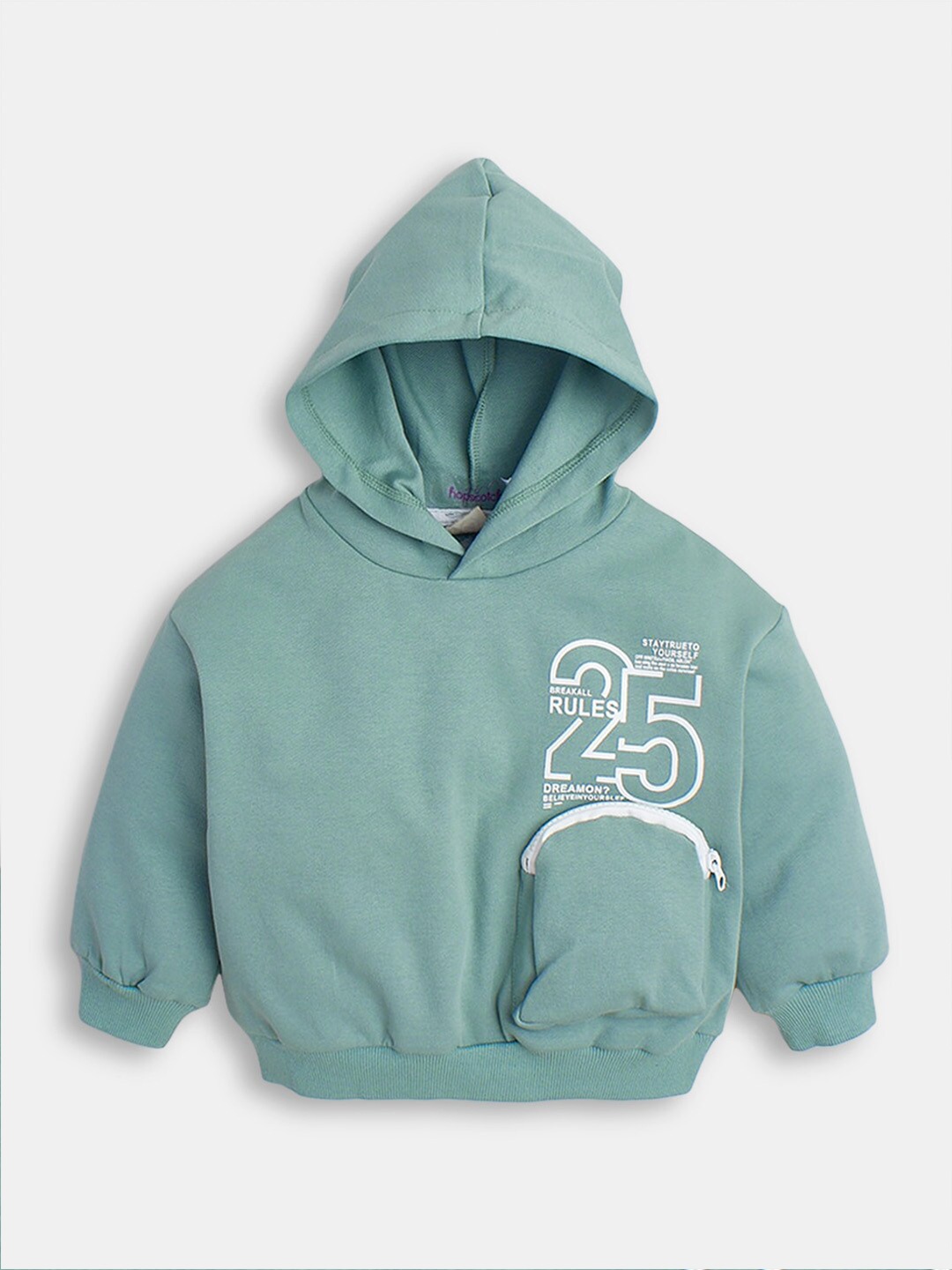 

Hopscotch Boys Printed Hooded Sweatshirt, Green