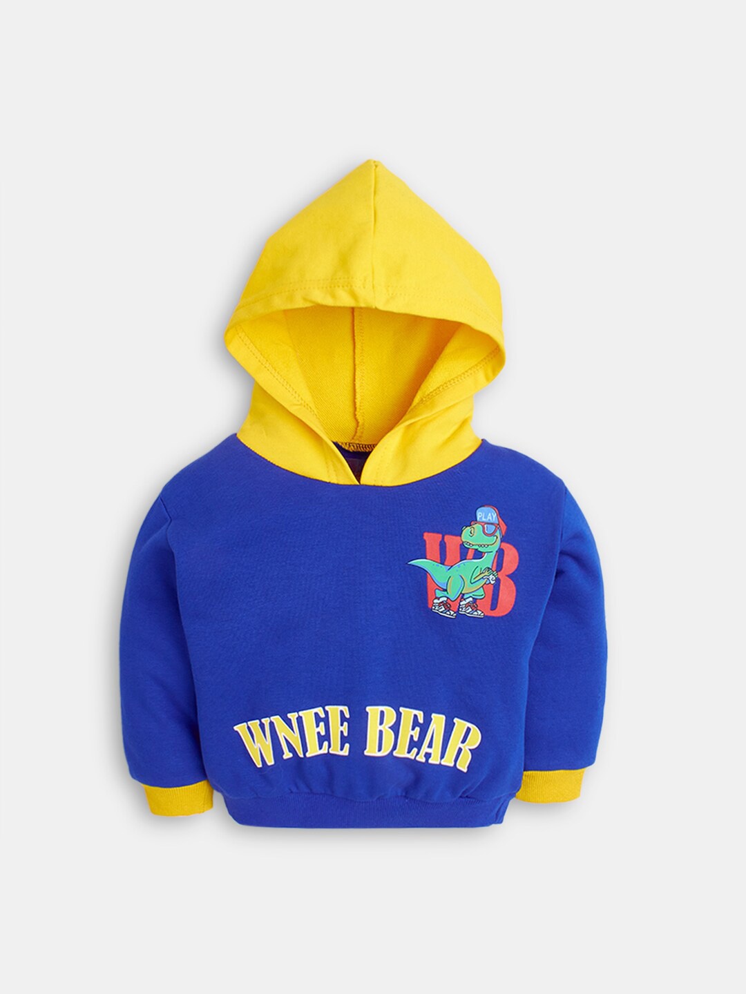 

Hopscotch Boys Colourblocked Hooded Cotton Sweatshirt, Blue