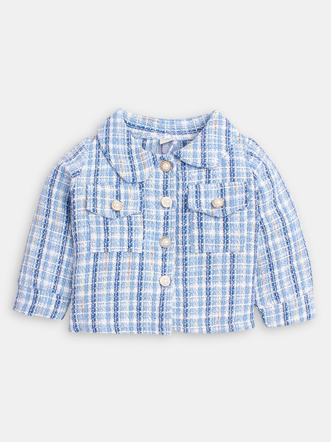 

Hopscotch Girls Blue Checked Crop Tailored Jacket