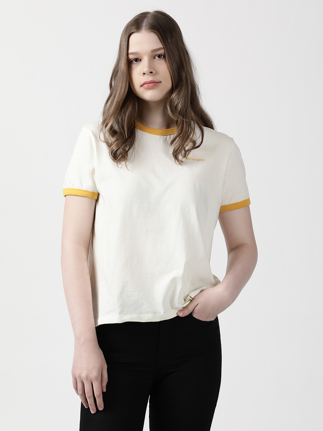 

Wrangler Women Typography Printed Cotton T-shirt, White