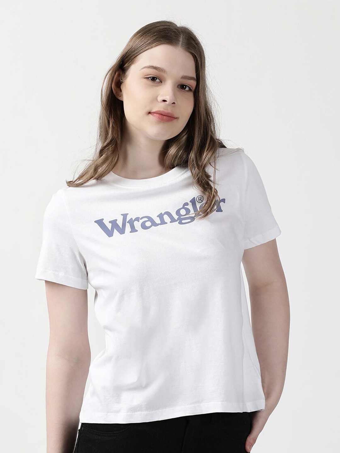 

Wrangler Women Typography Printed Cotton T-shirt, White
