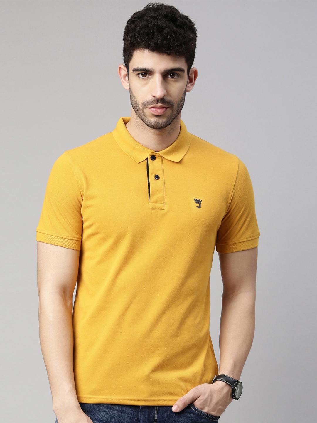 

Joven Men Pure Cotton Slim Fit T-shirt, Mustard
