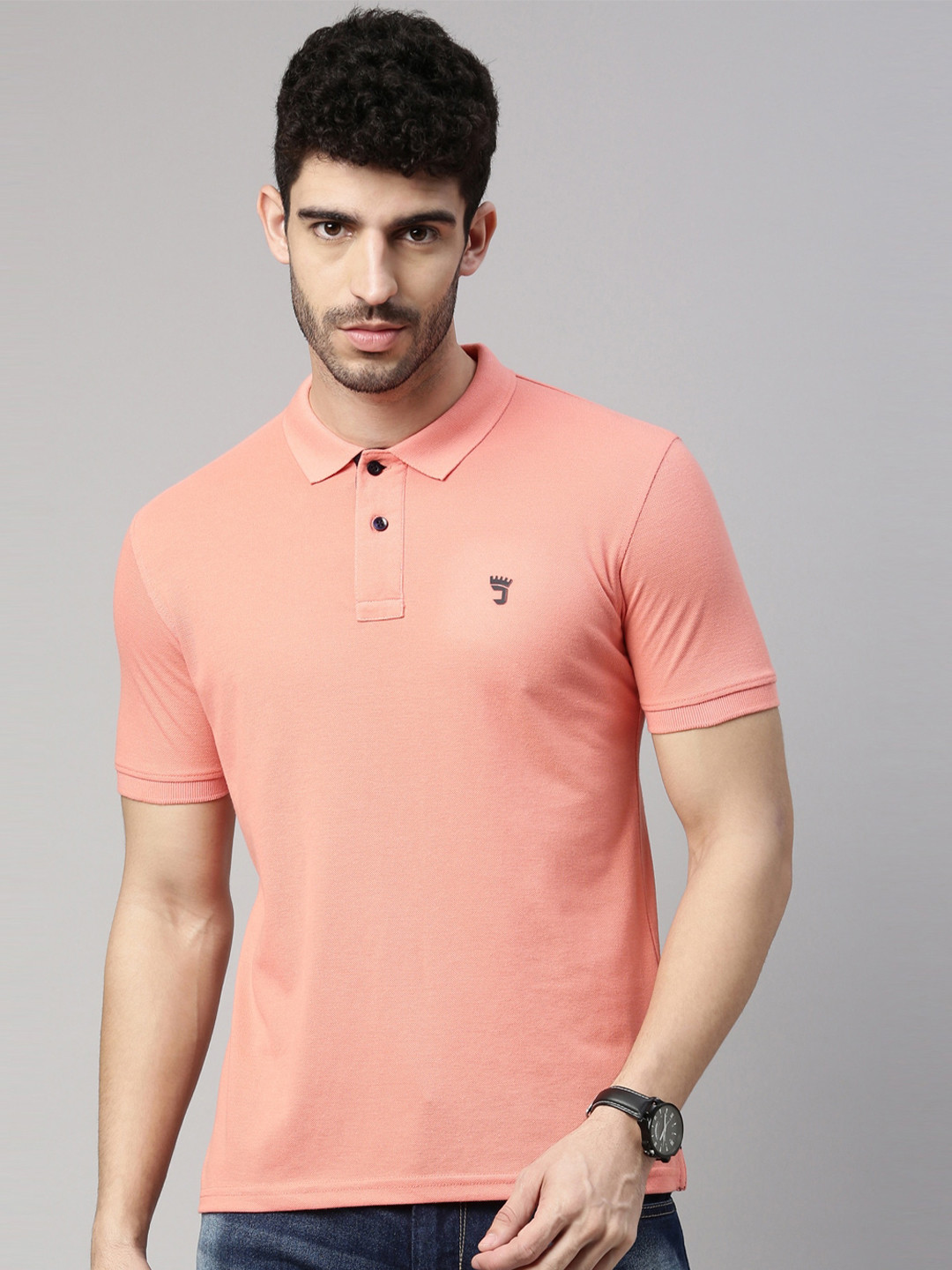 

Joven Men Pure Cotton Slim Fit T-shirt, Peach