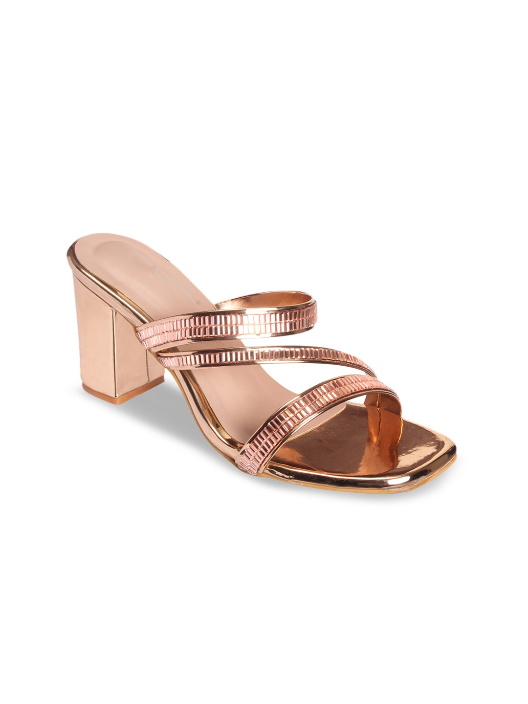 

Glitzy Galz Solid Block Heels, Rose gold
