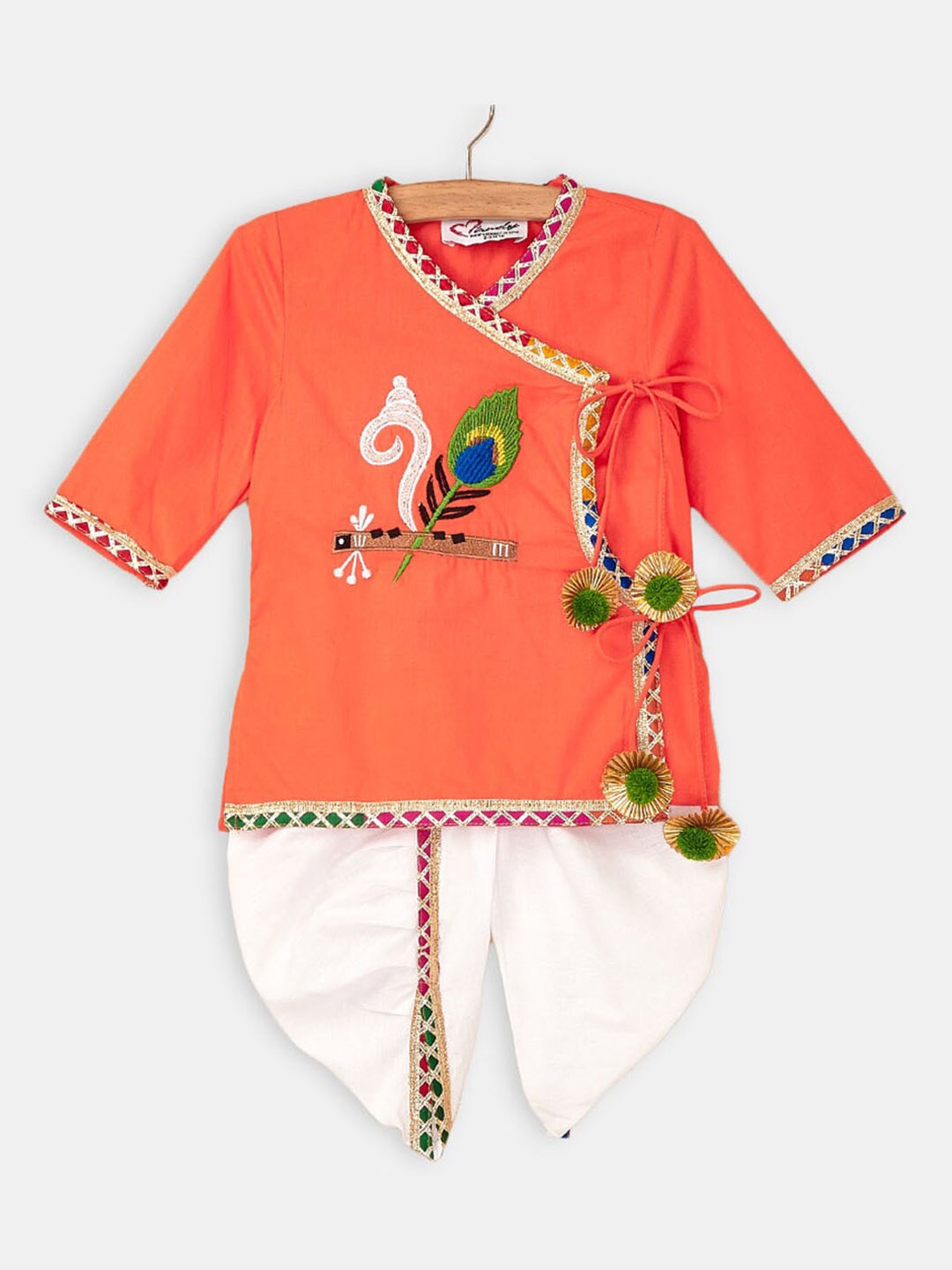 

Hopscotch Boys Orange Kurta with Dhoti Pants