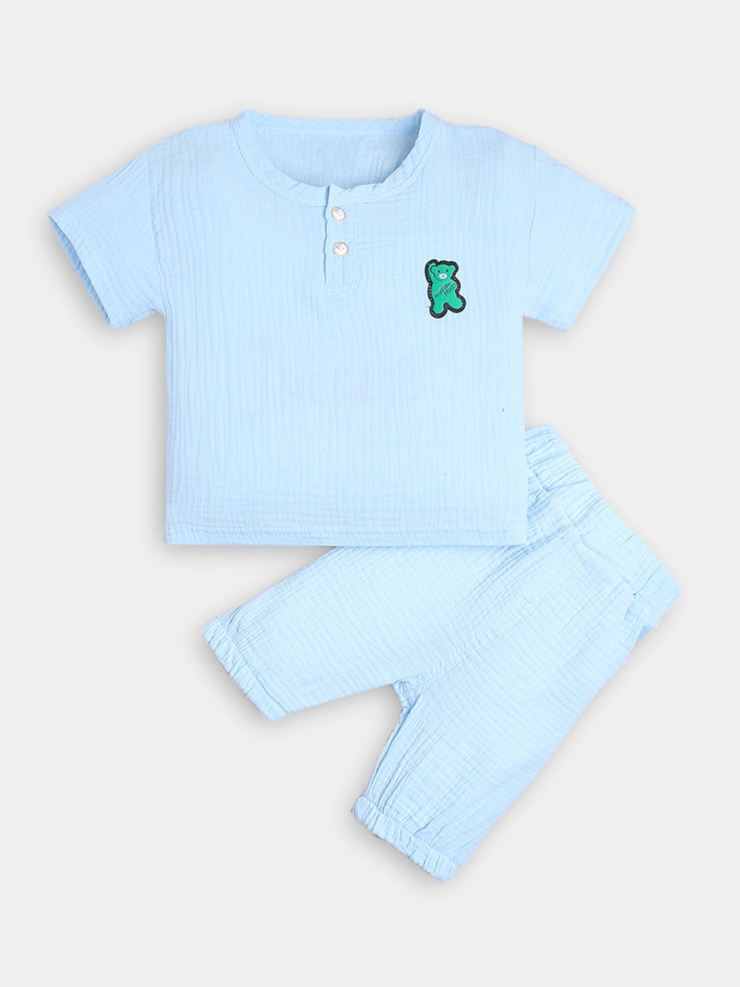 

Hopscotch Boys Round Neck Night Suit, Blue