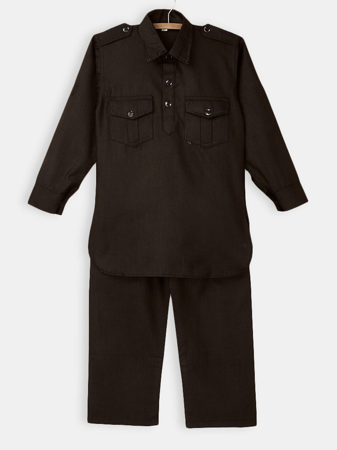 

Hopscotch Pure Cotton Kurta with Pyjamas, Brown