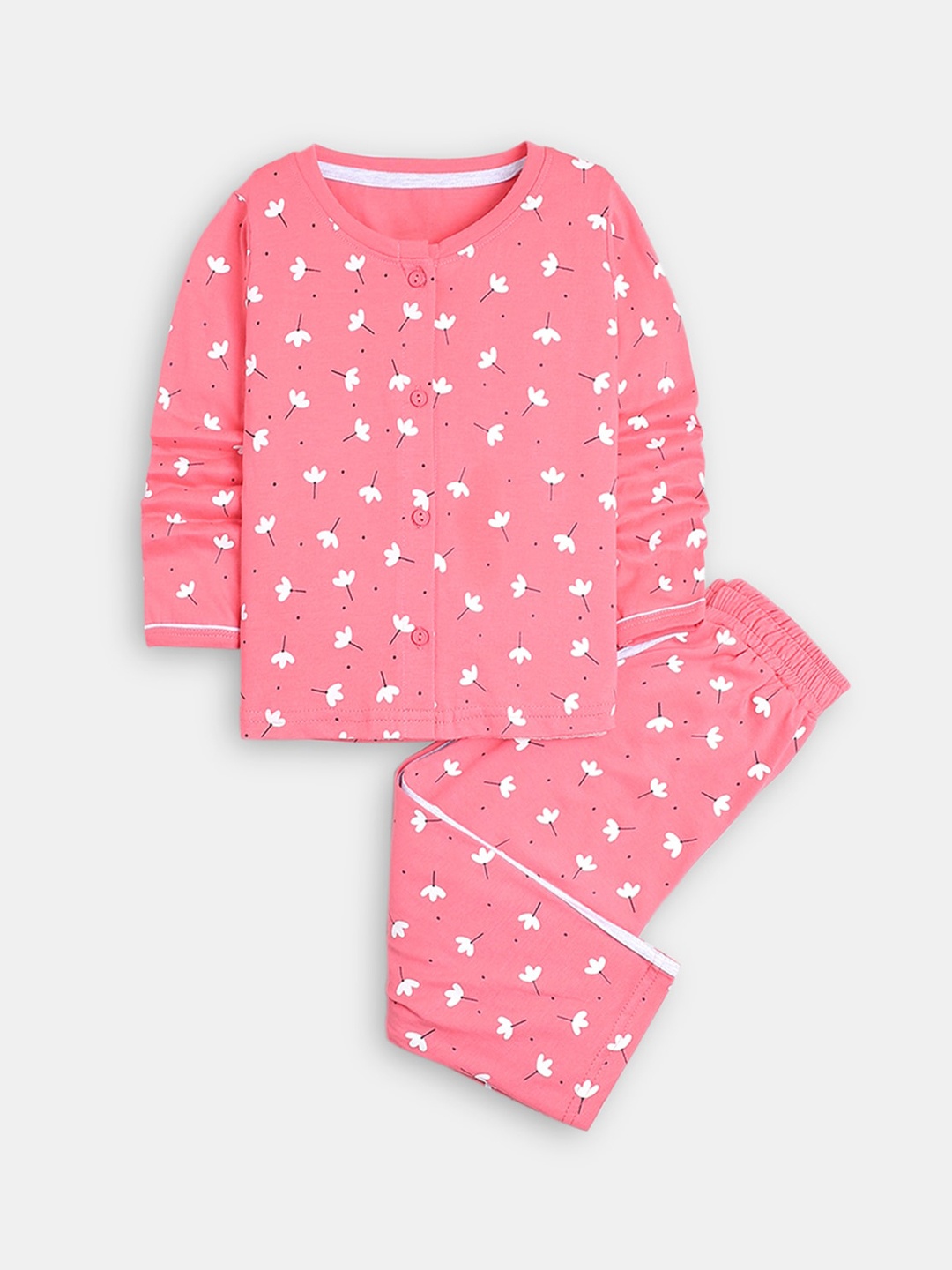 

Hopscotch Girls Printed CottonNight Suit, Pink