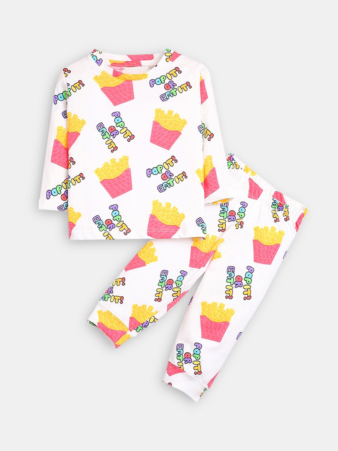 

Hopscotch Boys Cotton Printed Night Suit, White