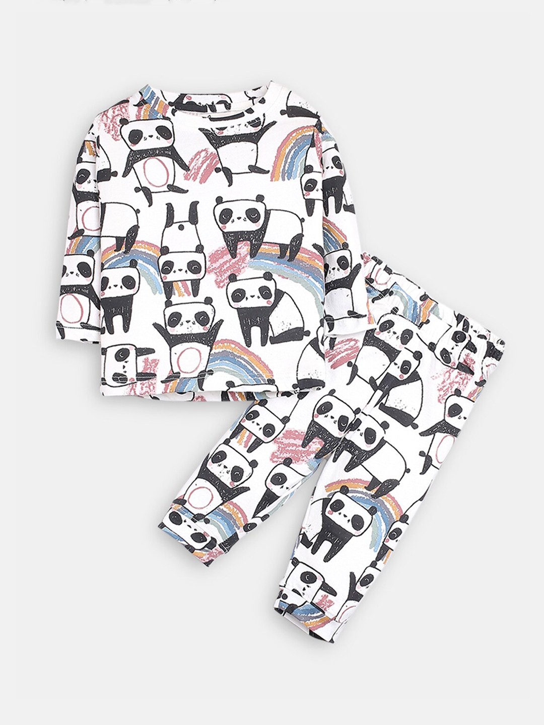 

Hopscotch Boys Printed Cotton Night Suit, White