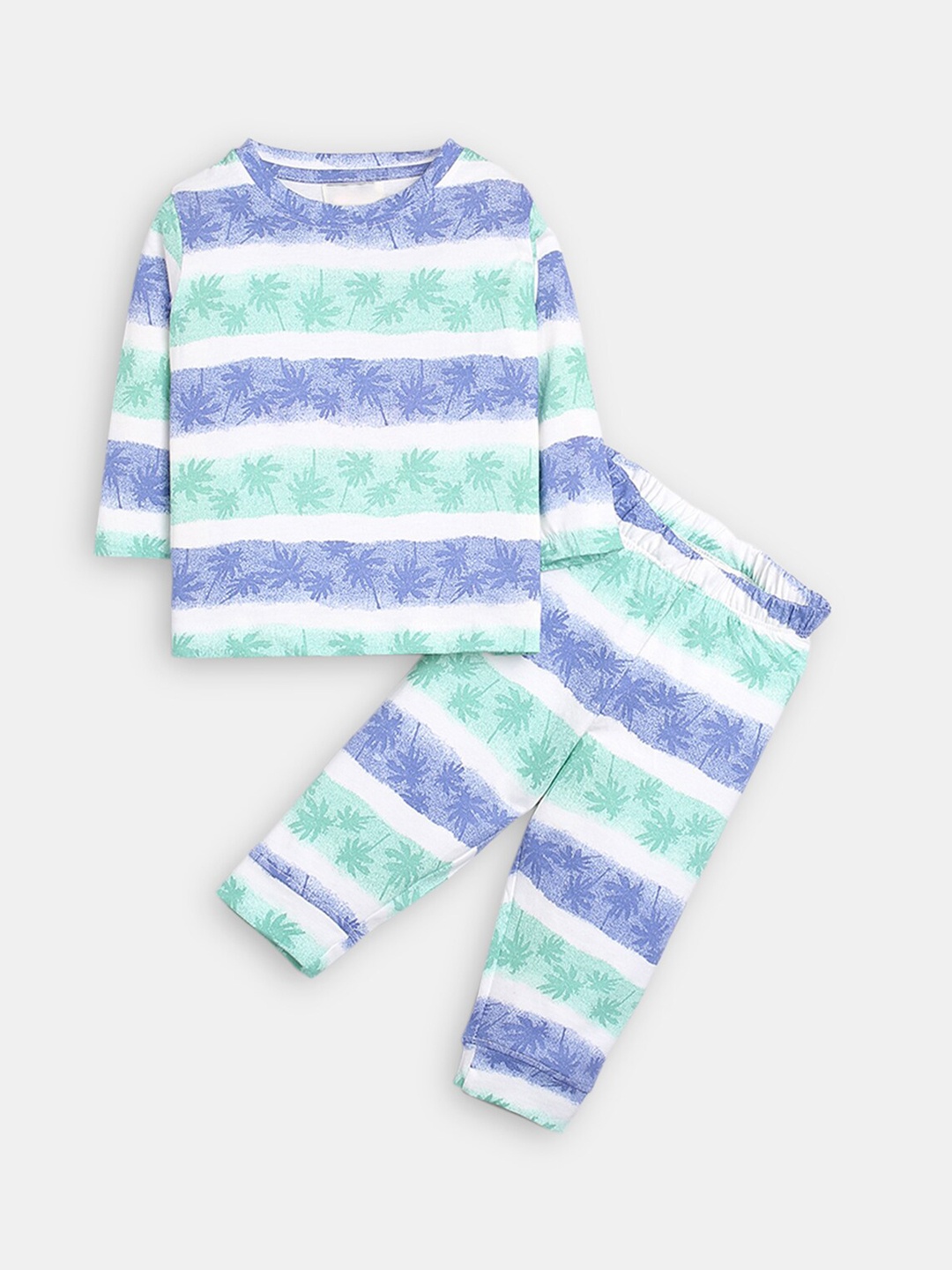 

Hopscotch Boys Pure Cotton Striped Night suit, White