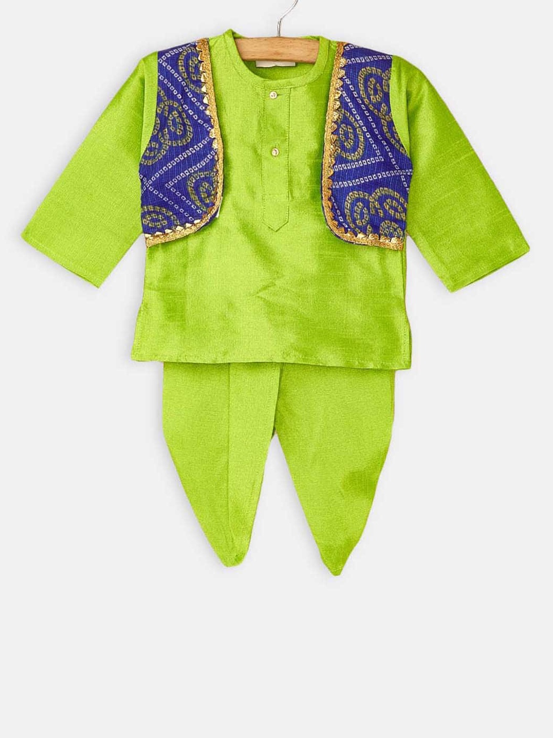 

Hopscotch Boys Kurta with Dhoti Pants, Green