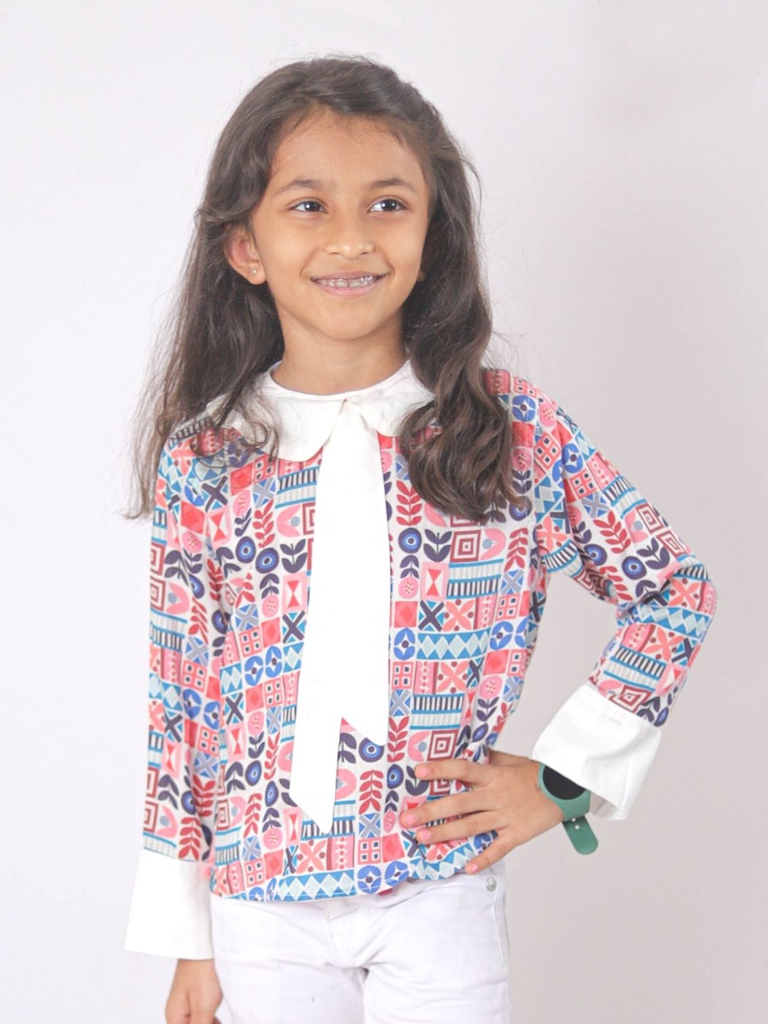 

Vastrarth Girls Comfort Printed Casual Shirt, Blue