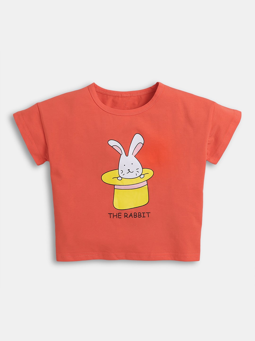 

Hopscotch Girls Orange Printed T-shirt