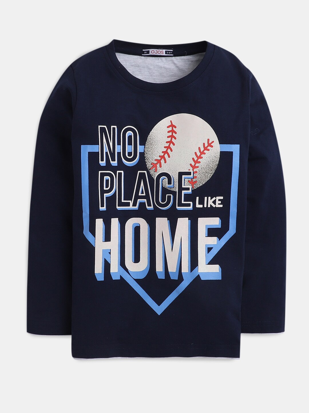 

Hopscotch Boys Blue Cotton Typography Printed T-shirt