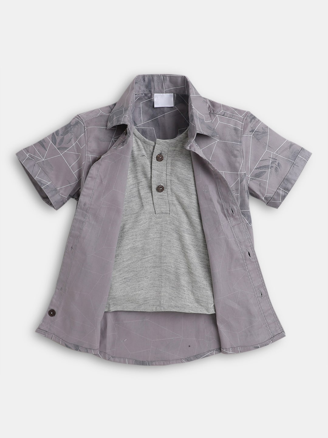 

Hopscotch Boys Classic Printed Cotton Casual Shirt, Grey