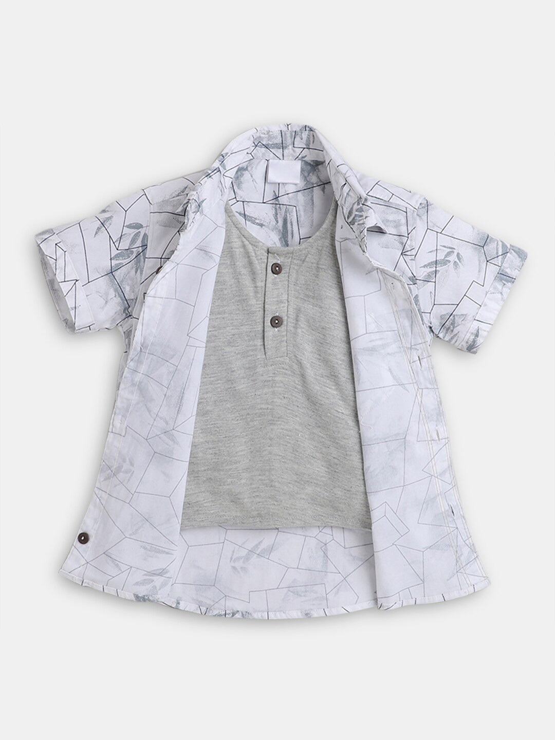 

Hopscotch Boys Classic Printed Casual Shirt, Grey