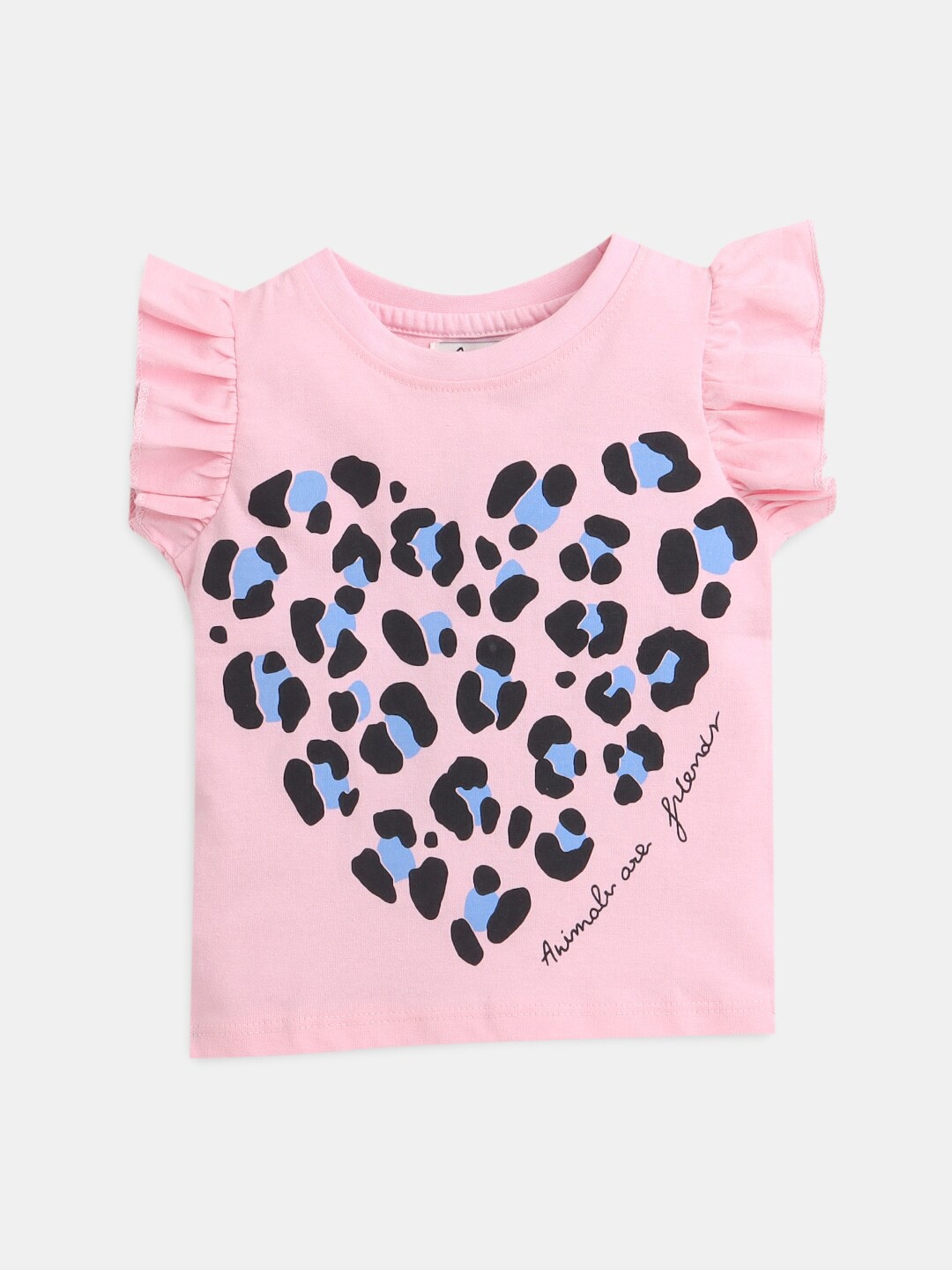 

Hopscotch Girls Pink Cotton Printed Extended Sleeves T-shirt
