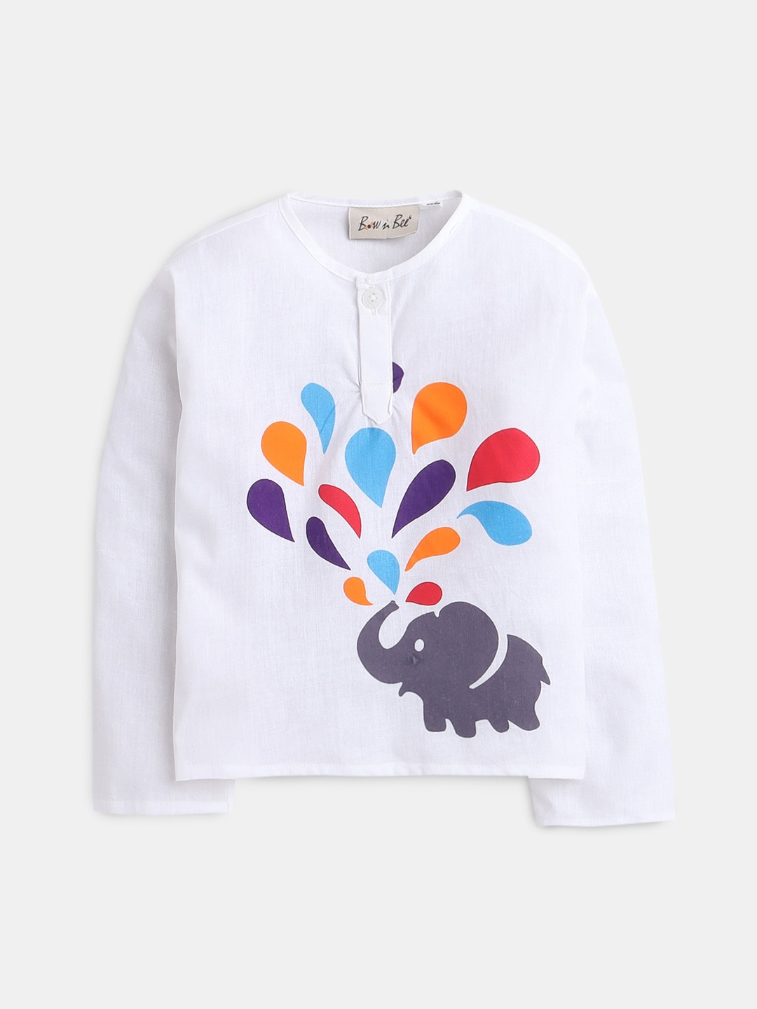 

Hopscotch Girls Animal Printed Kurta, White