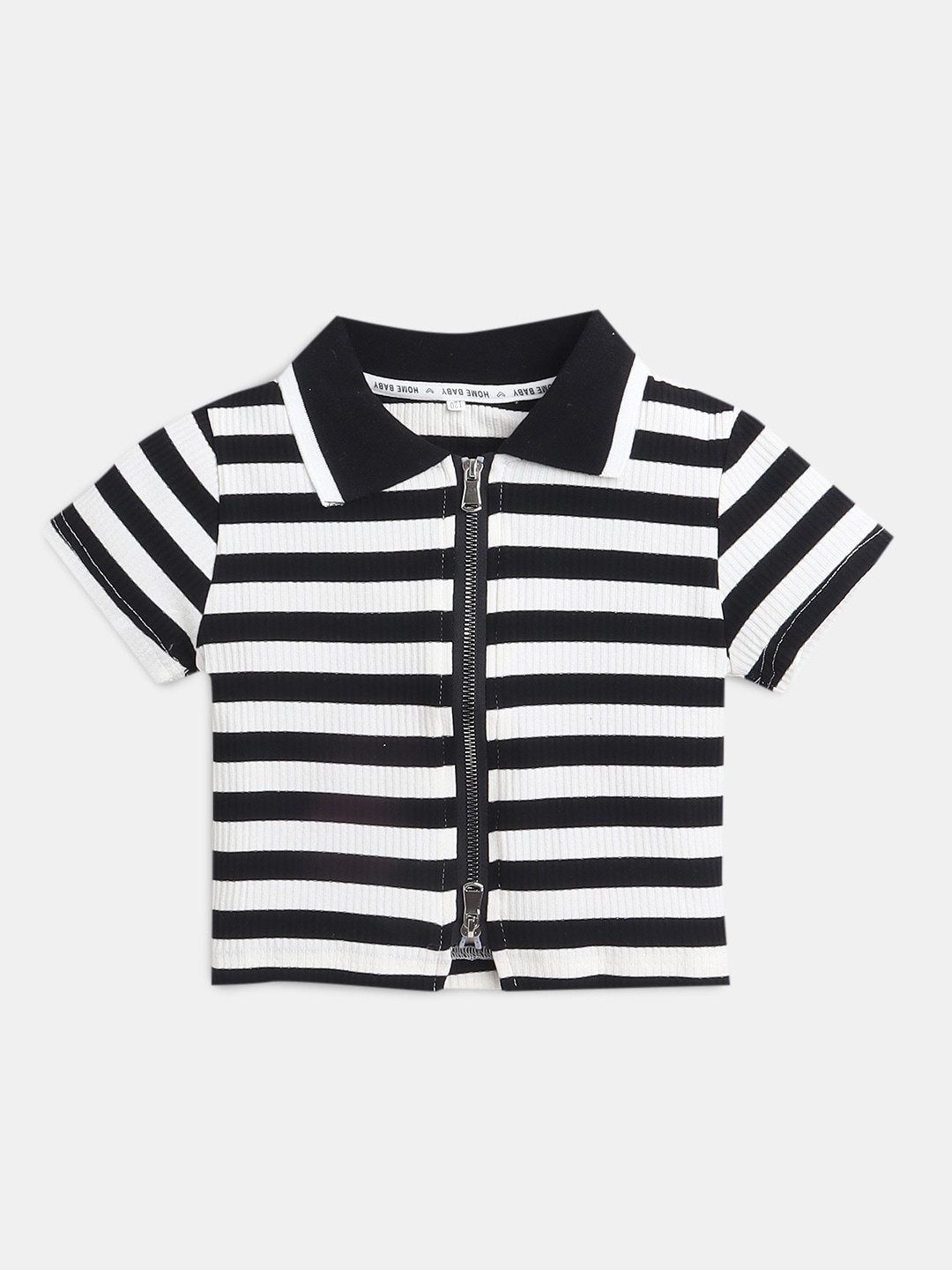 

Hopscotch Striped Shirt Style Top, Black