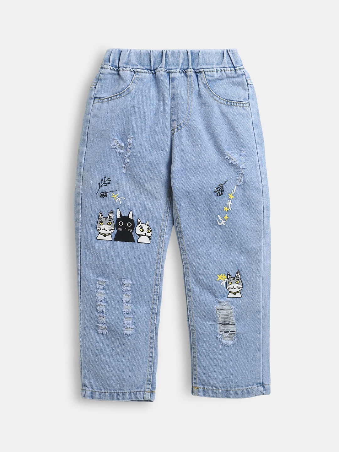 

Hopscotch Girls Comfort Mildly Distressed Jeans, Blue
