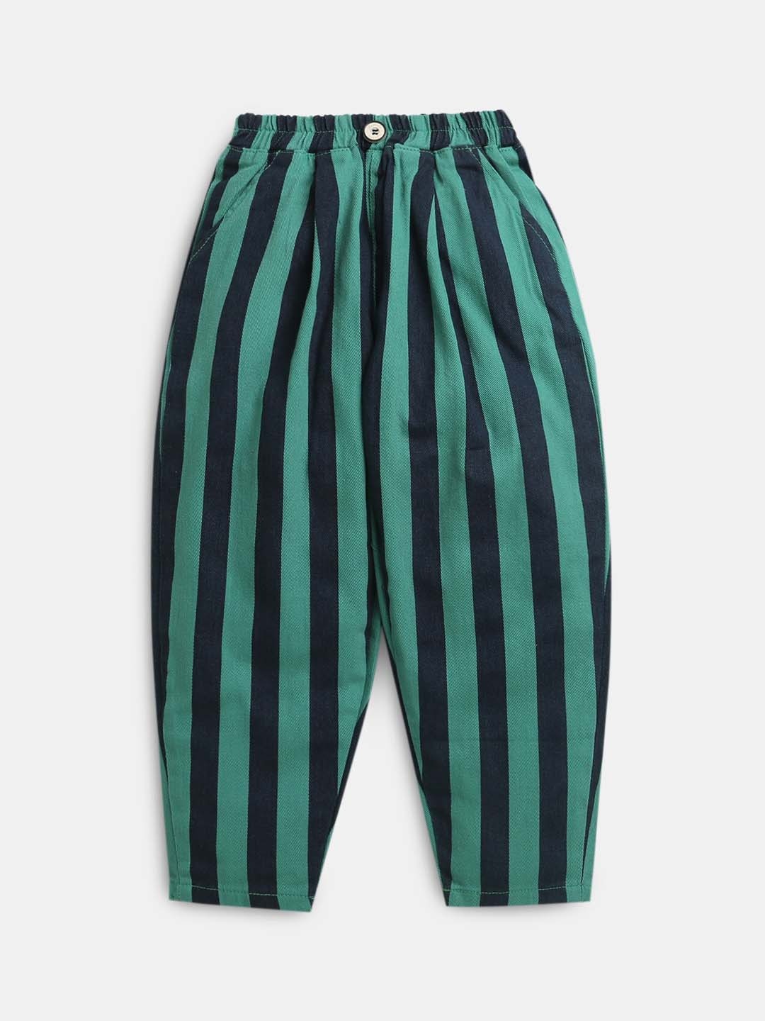 

Hopscotch Boys Striped Trousers, Green