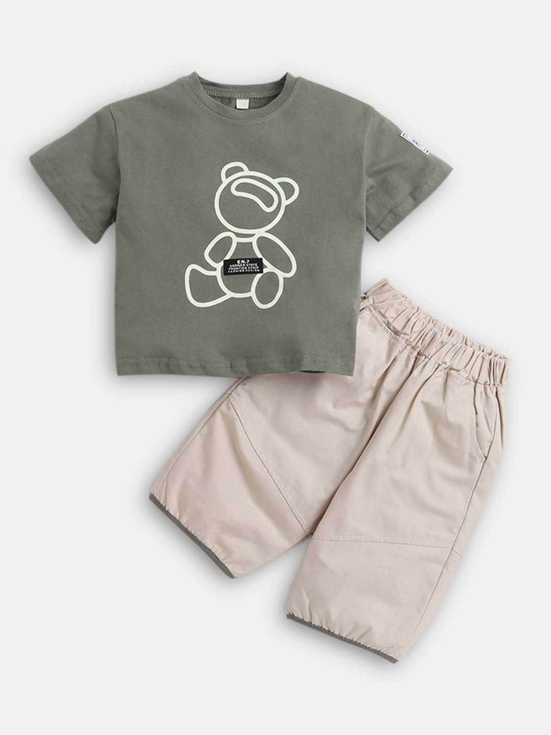 

Hopscotch Boys Printed T-shirt with Shorts, Green