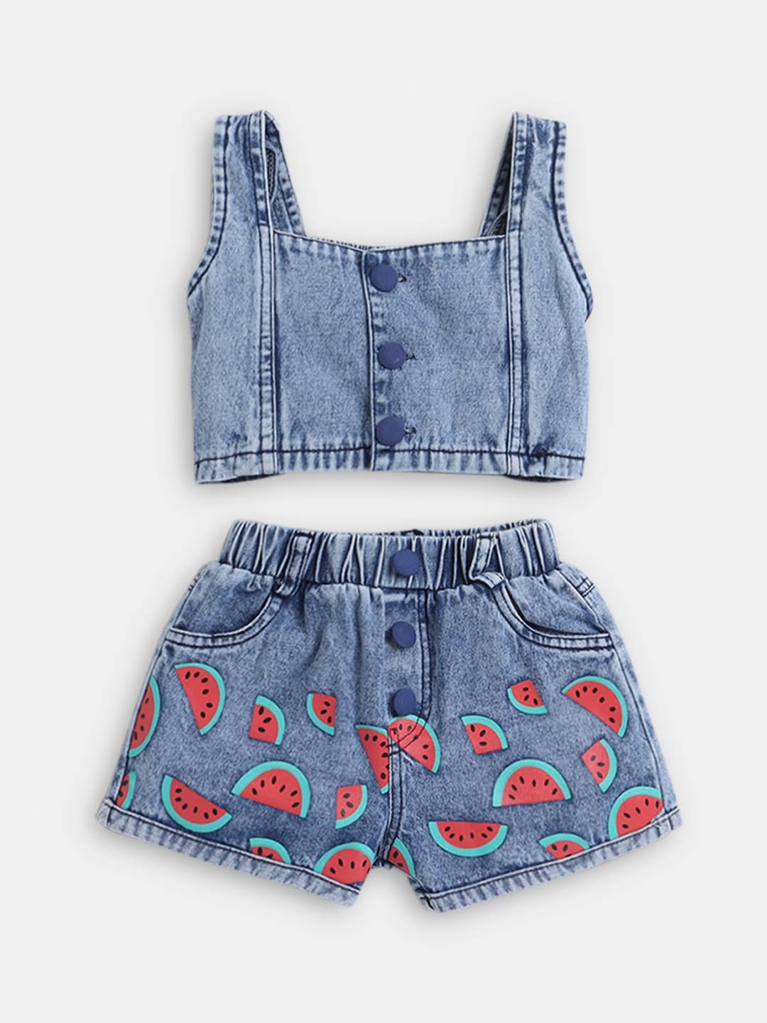 

Hopscotch Girls Cotton Top with Shorts, Blue