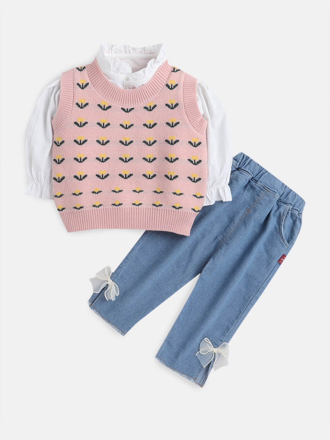 

Hopscotch Girls Printed T-shirt with Trousers, Pink