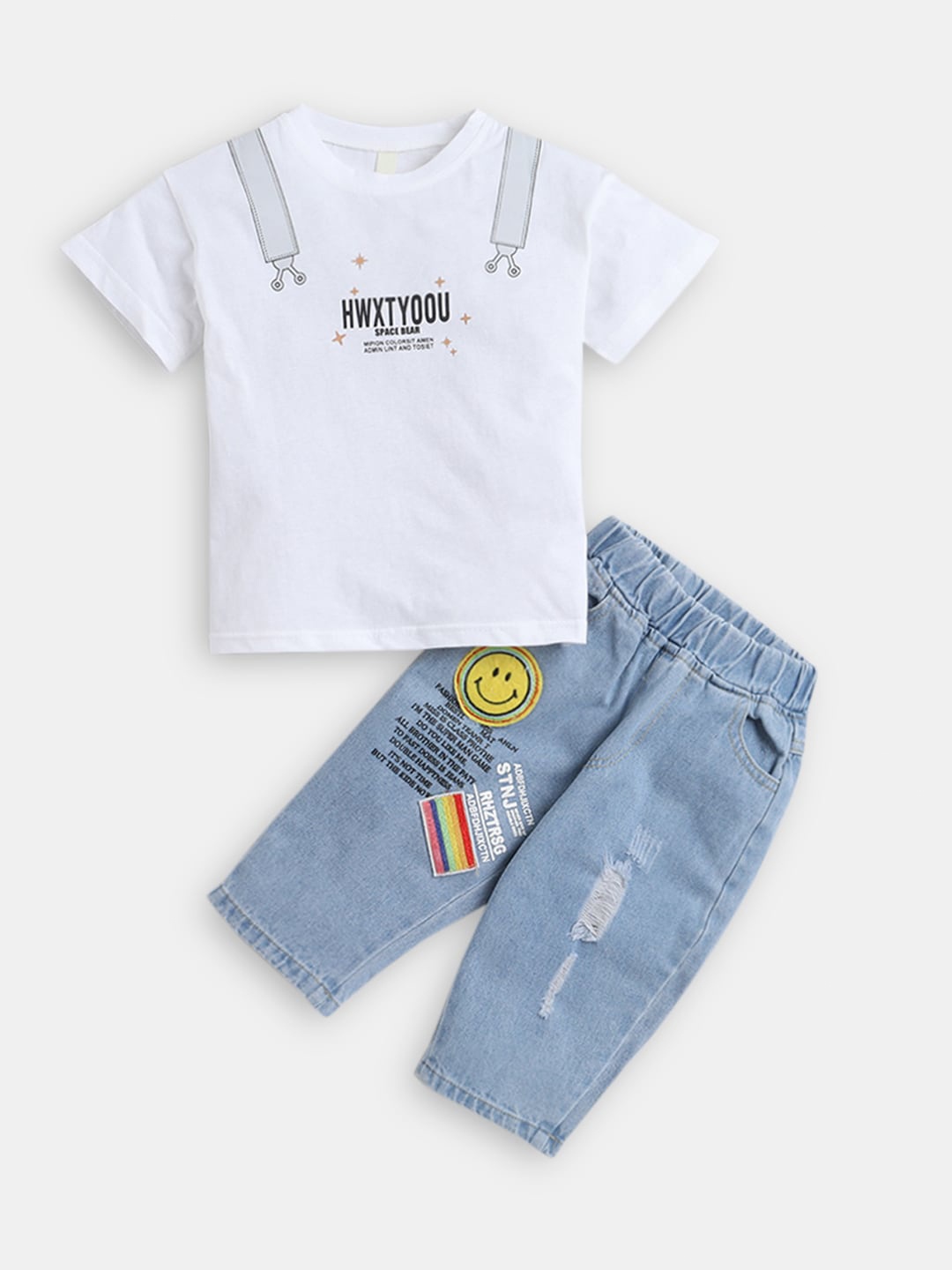 

Hopscotch Boys Printed T-shirt with Shorts, White