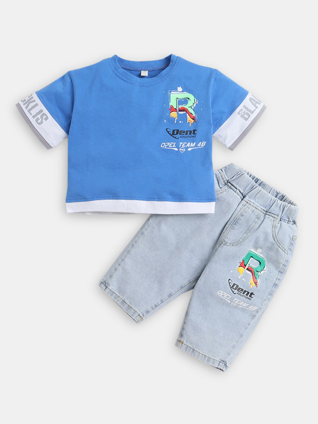 

Hopscotch Boys Printed T-shirt with Shorts, Blue