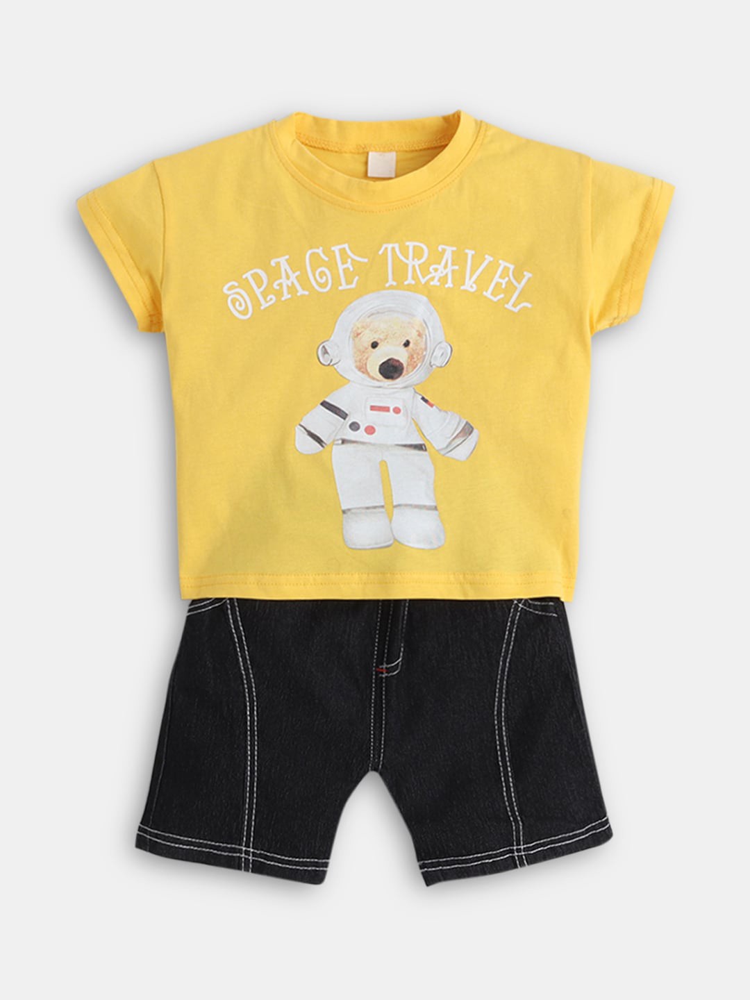 

Hopscotch Boys Printed T-shirt with Shorts, Yellow