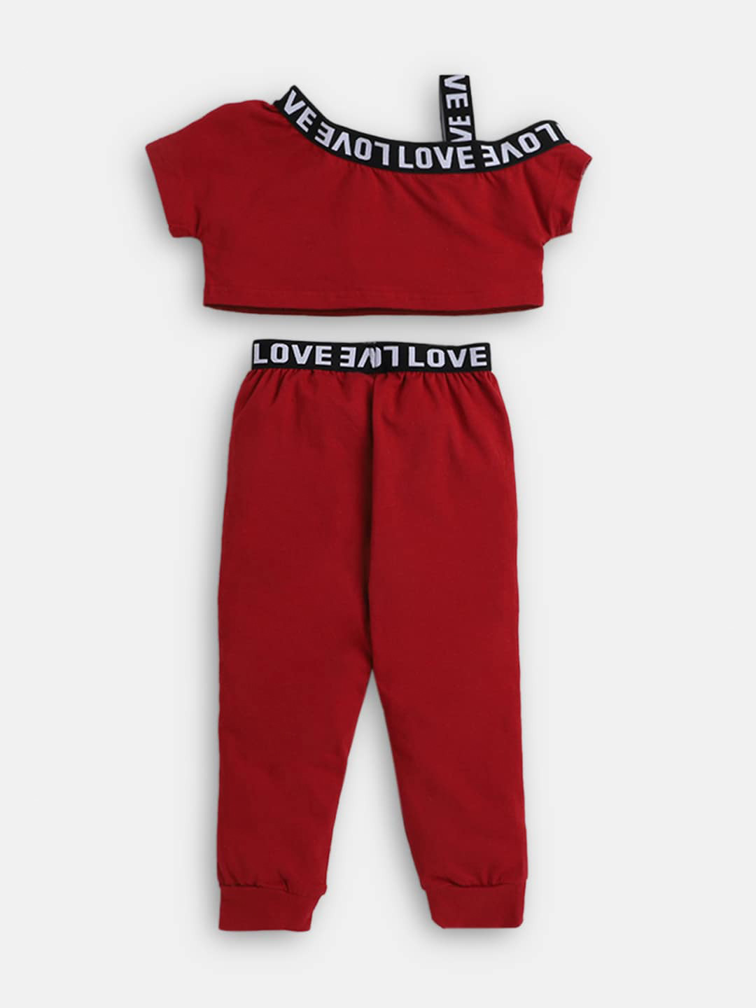 

Hopscotch Girls Printed Pure Cotton T-shirt with Pyjamas, Red