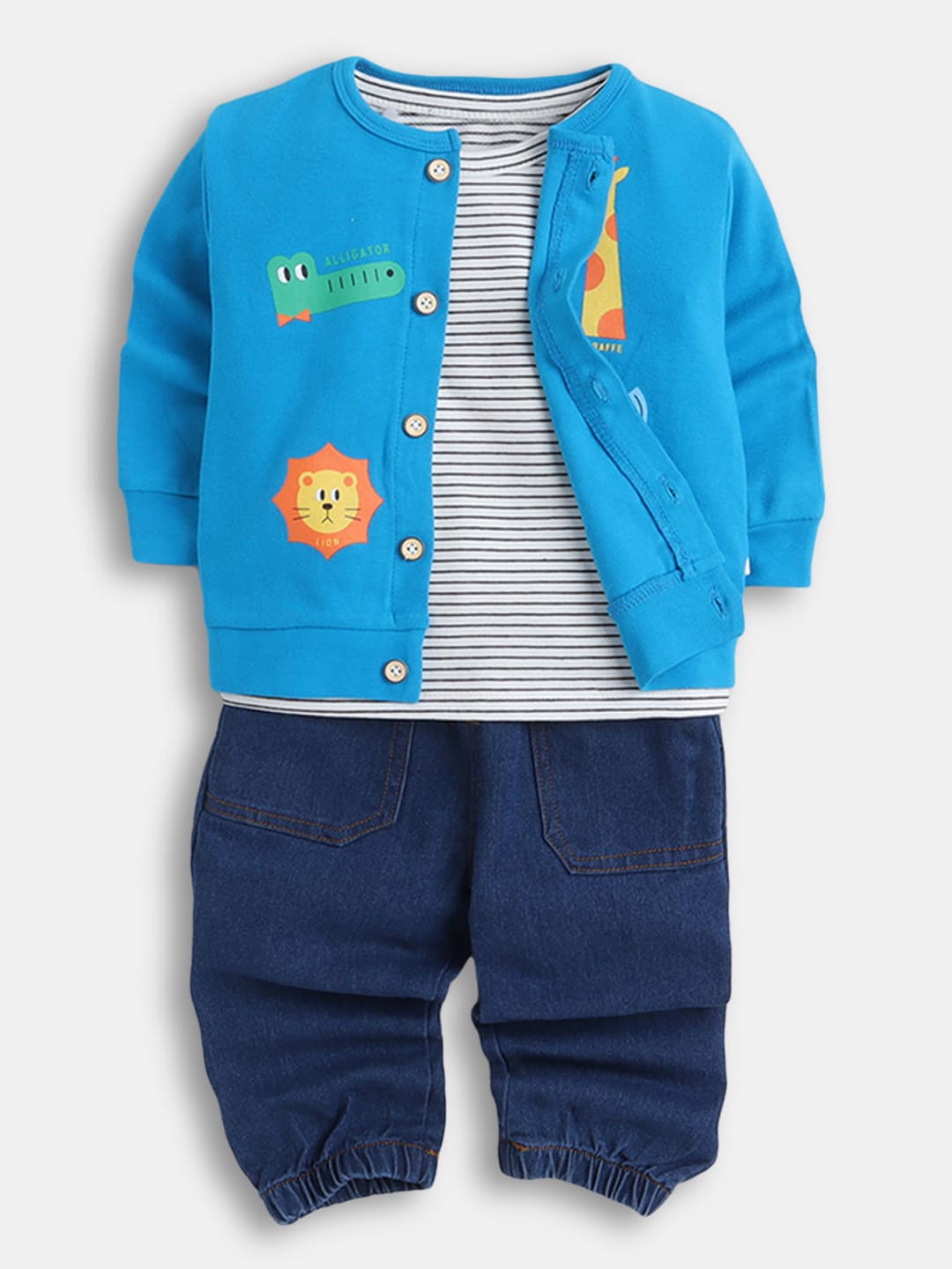 

Hopscotch Boys Printed T-shirt and Shirt with Trousers, Blue