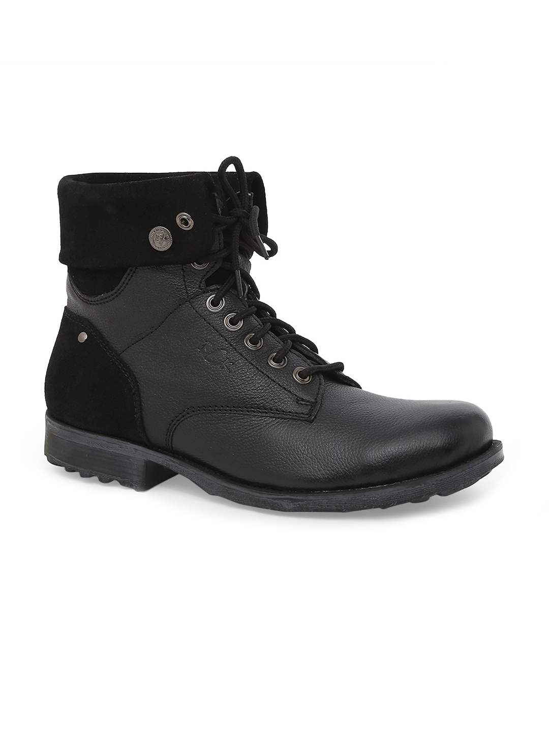 

Buckaroo Men Textured Leather Biker Boots, Black